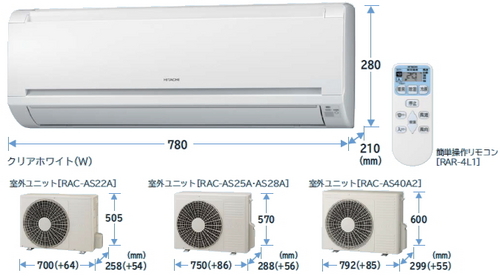日立ASシリーズ室外機とリモコン